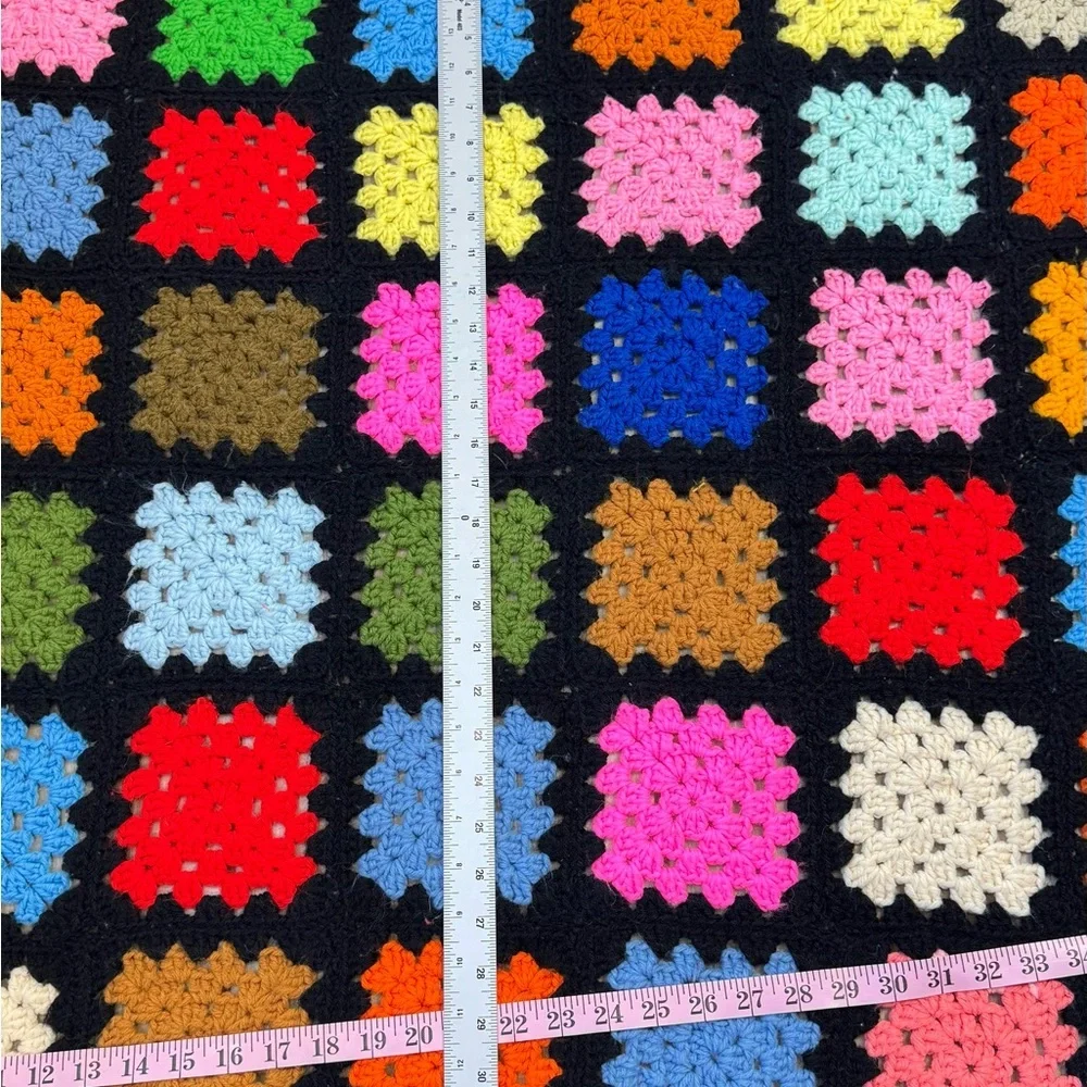 Colorful vintage‎ style crotchet throw blanket